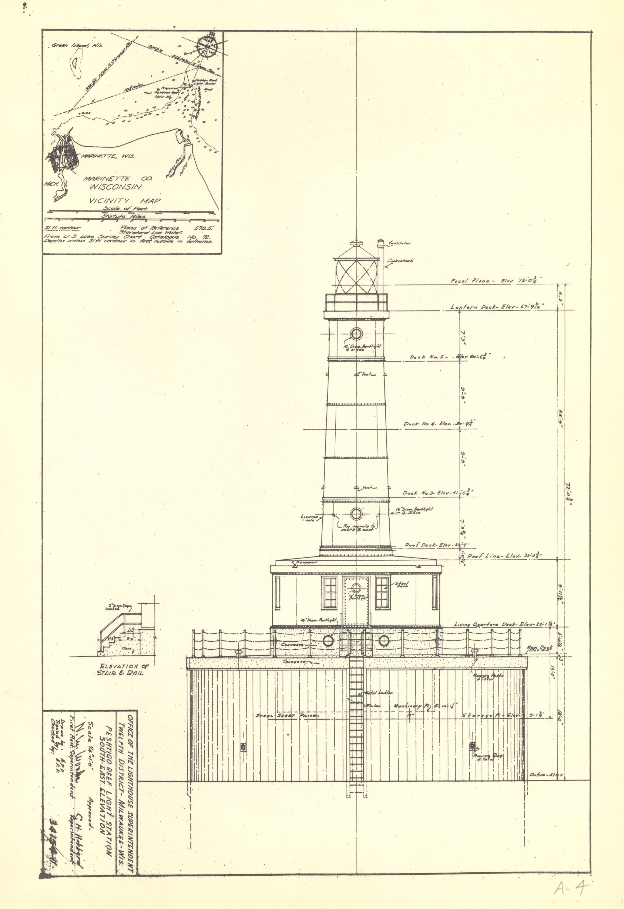Peshtigo Reef SE Elevation USLHS Digital Archive